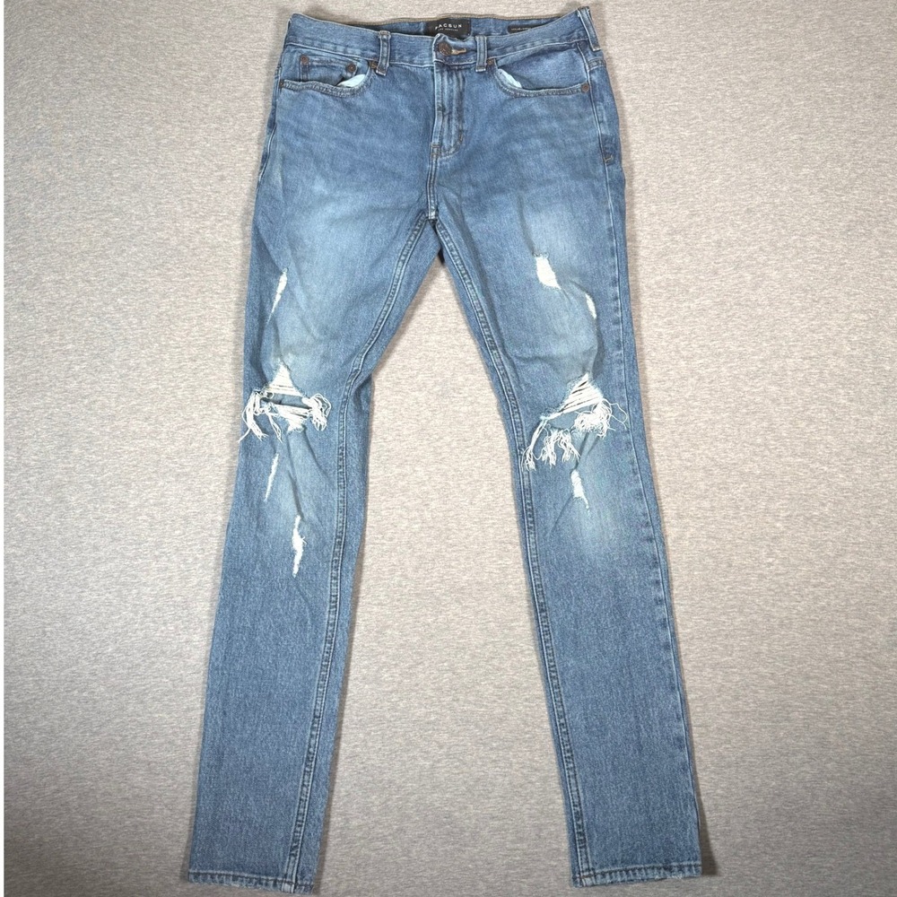 PacSun Stacked Skinny Jeans Mens 30x32 Blue Distressed Comfort Stretch Denim